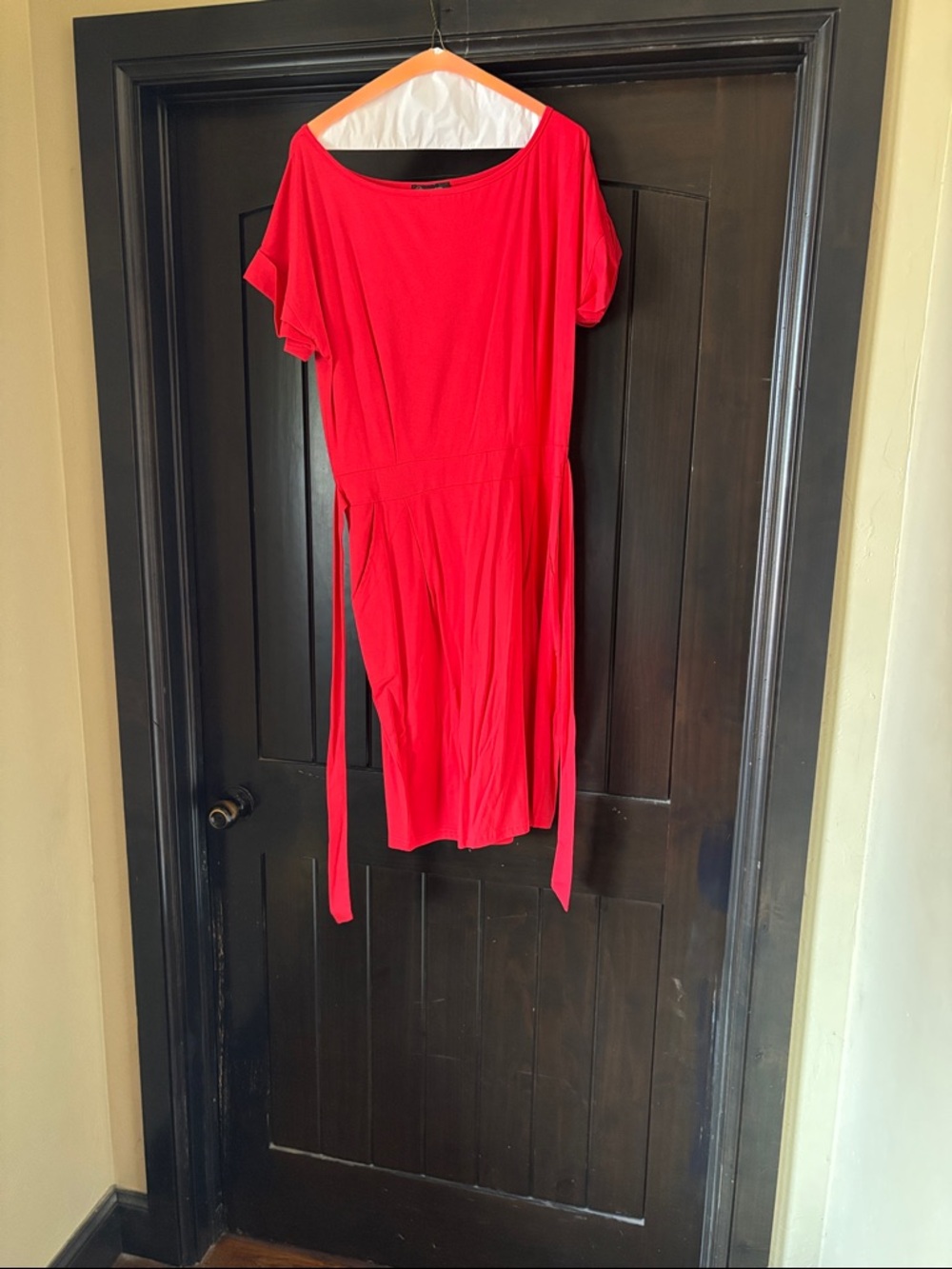 Pink Short Sleeve Belted Women's Dress